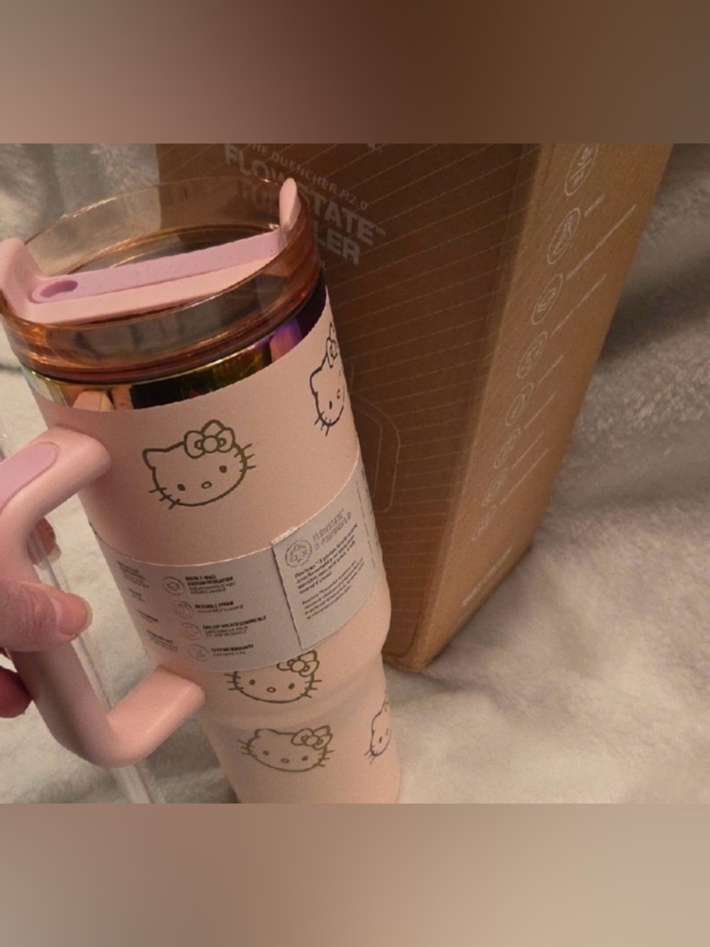Stanley NWB “Hello Kitty” Collab Pink and gold Tumbler with Handle and Straw!